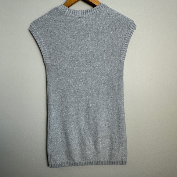 Old Navy Women's Gray Glitter Sleeveless Knit Long Tunic Sweater Medium Pockets - Picture 5 of 12